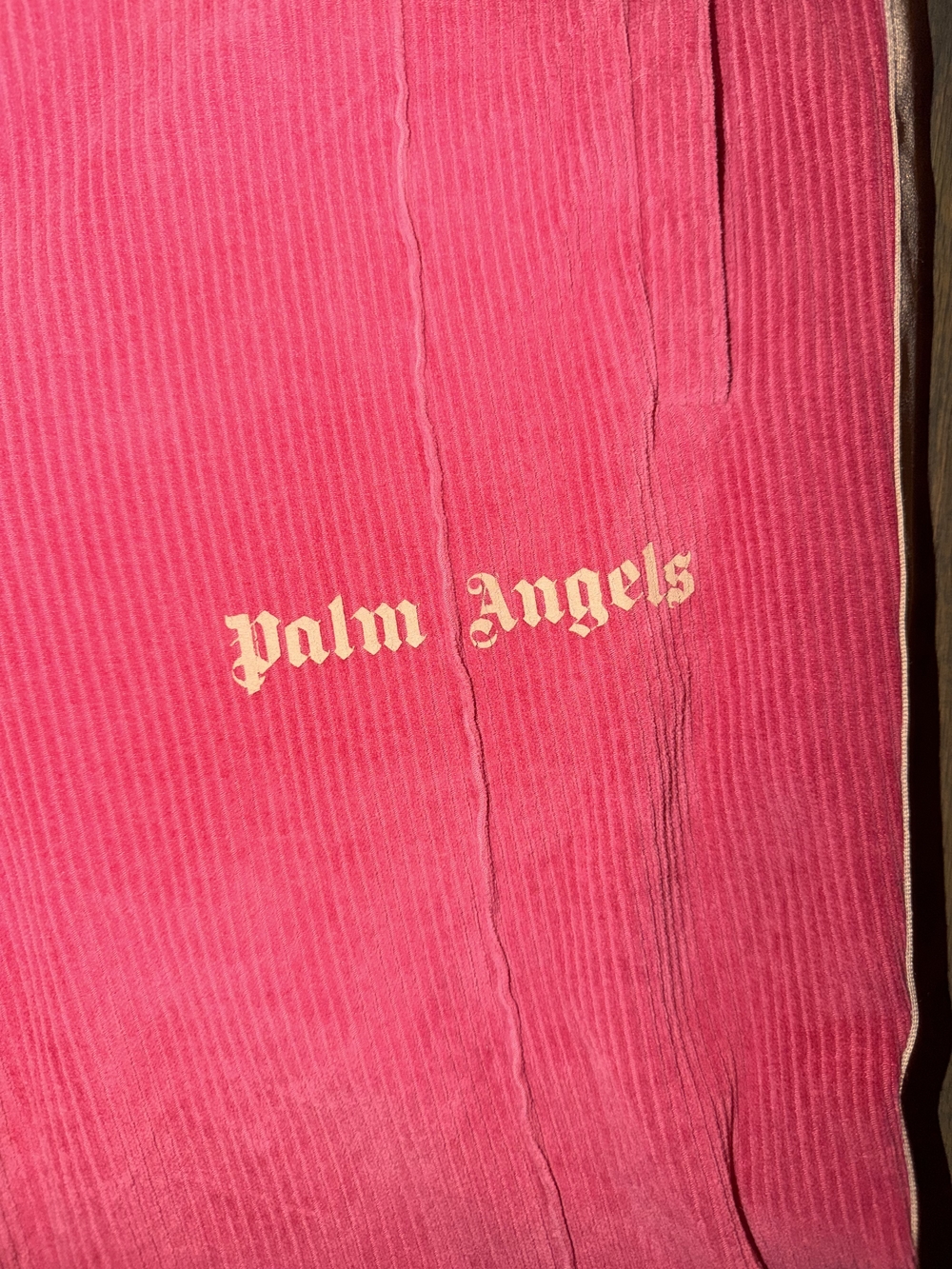 Authentic Palm Angels corduroy track pants from the FW21 collection Fuschia Pink